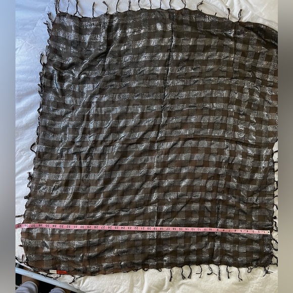 Chan Luu Plaid Lurex Scarf - Picture 2 of 4